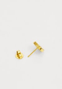 Guld stud øreringe med et cirkulært design og en glat, blank overflade. Inkluderer en stift og en sikker bagbeklædning.