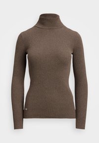 RIB KNIT ROLL NECK JUMPER - Strikkegenser - taupe brown heather
