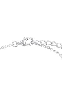 Bracciale in argento con chiusura a moschettone, caratterizzato da link della catena texturizzati e una lunghezza regolabile con ulteriori anelli per variare la misura.
