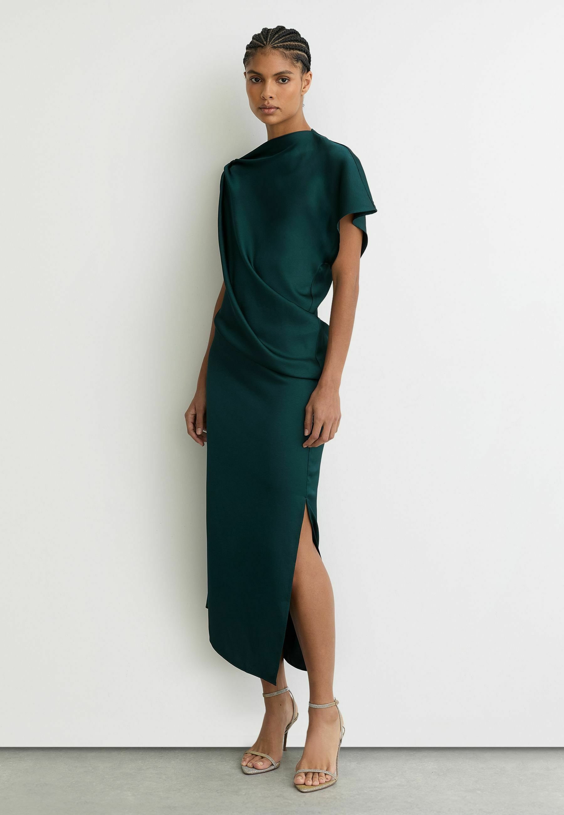 Reiss REGULAR FIT - KENZIE ASYMMETRIC DRAPED MIDI - Day dress - teal  green/blue - Zalando