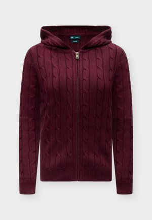 GAP, CABLE FULL ZIP HOODIE - Жилетка - noir red
