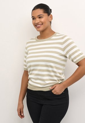 Kaffe Curve MAJI SHORT SLEEVES  - Majica kratkih rukava s printom - feather grey chalk stripe