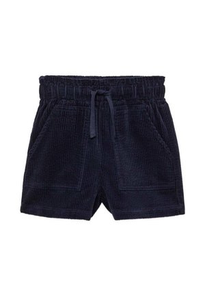 Marineblaue Cord-Shorts mit weicher Textur, elastischem Bund mit Kordelzug und zwei Vordertaschen.