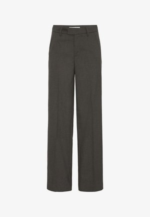 Tumed halli, laiad püksid, mis on valmistatud tekstuurilisest kangast. Omab lameesist esiosa, vöökandreid ja küljetaskuid. Kohandatud disain tänapäevase sobivuse jaoks.