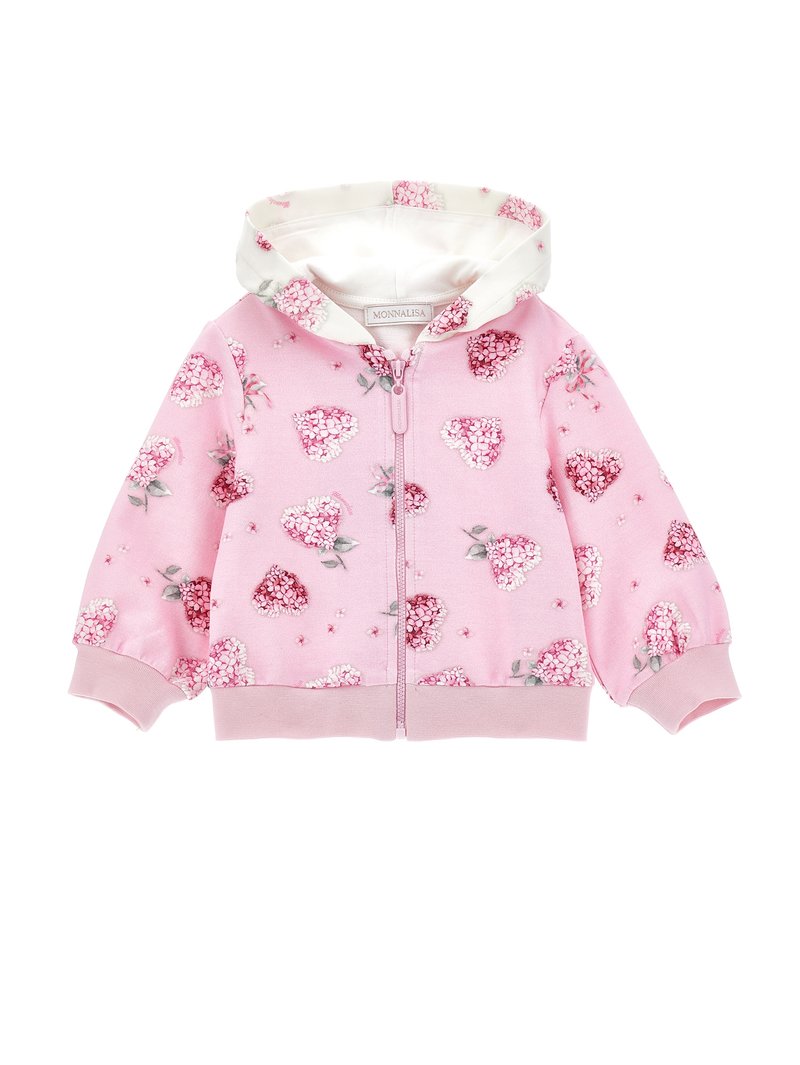 Monnalisa - FELPA APERTA FLOWERY - Vetoketjullinen college - rosa fairytal/panna, Suurenna