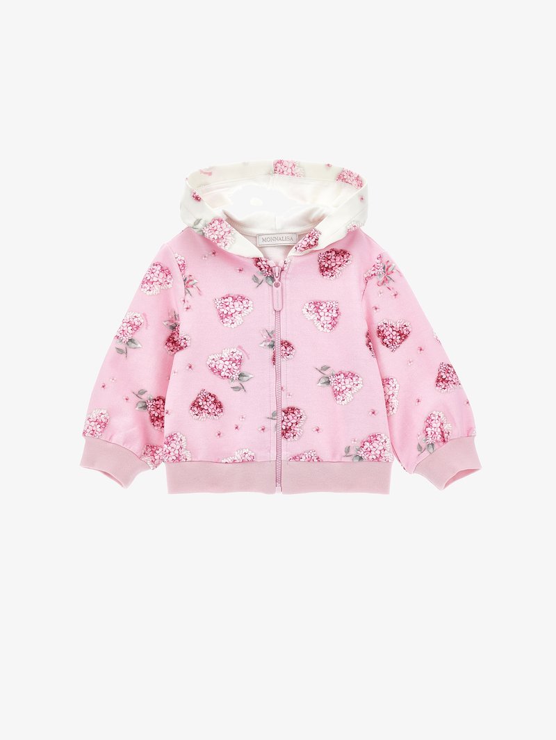 Monnalisa FELPA APERTA FLOWERY - Sweatjakke - rosa fairytal/panna