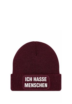 MIT PATCH SPRUCH ICH HASSE MENSCHEN - Beanie - bordeauxrot