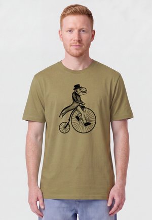 watapparel, T-REX AUF FAHRRAD UNISEX - T-shirt imprimé - faded olive