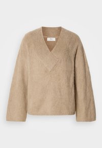 V NECK SWEATER - Trui - camel beige