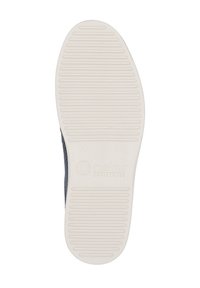 Sole of a shoe featuring a white rubber material with horizontal ridges for grip, labeled with "rieker ANTIMSTRESS" in the center.