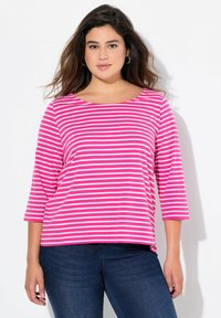 Ulla Popken STRIPED 3/4 SLEEVE - Langarmshirt - pink
