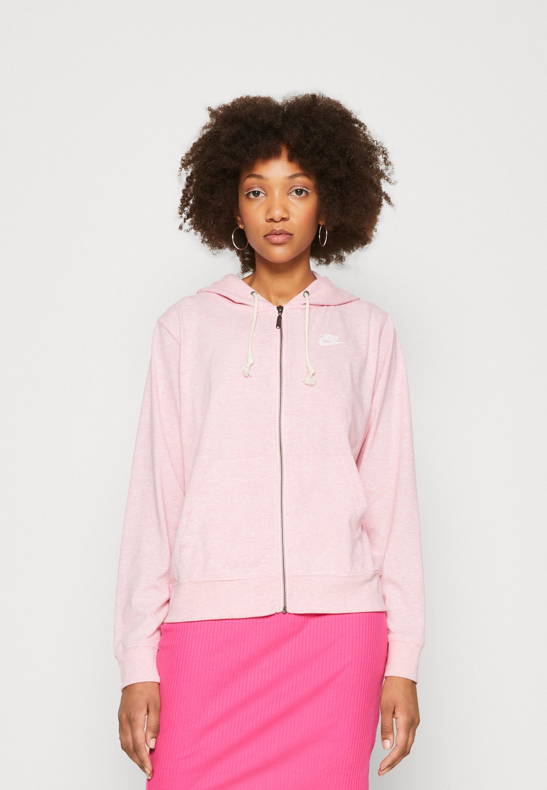 Nike Sportswear W W GYM VNTG EASY FZ - Zip-up sweatshirt - medium soft pink /white/light pink - Zalando.co.uk