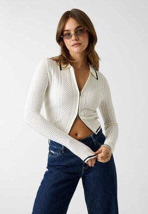 Guess Jeans PULLOVER MIT REISSVERSCHLUSS - Vest - weiß