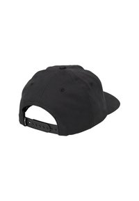 Sort baseballcap med buet skygge, lavet af bomuld. Har syede detaljer og en justerbar snapback-lukning bagpå.