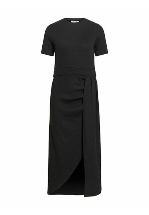 VILA, MIDI DRESS VIRAFFI SHORT SLEEVED - Robe fourreau - black