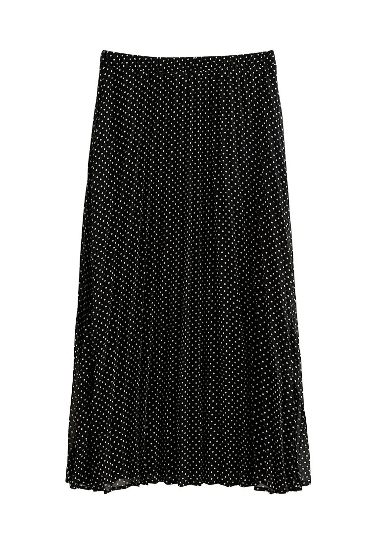 Jupe Midi Plissée Oscar De La Renta à Pois - Taille 4, Couleur Taupe Et Blanc, Neuve Avec étiquettes