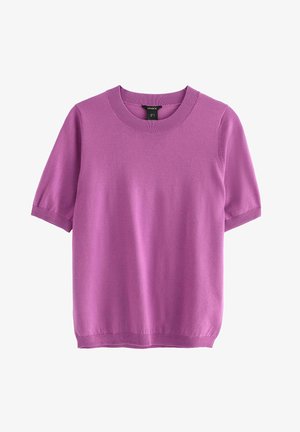 Maglia a maniche corte in un vivace viola, con scollo tondo e orlo a coste. Tessuto morbido con cuciture minime e vestibilità classica.
