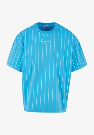 Karl Kani, SMALL SIGNATURE BOXY HEAVY PINSTRIPE - T-Shirt print - cyan blue