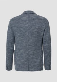 Marineblazer aus strukturiertem Stoff, einreihiges Design, mit Reverskragen und zwei seitlichen Taschen. Mit Akzenten an den Ärmeln mit drei Knöpfen.