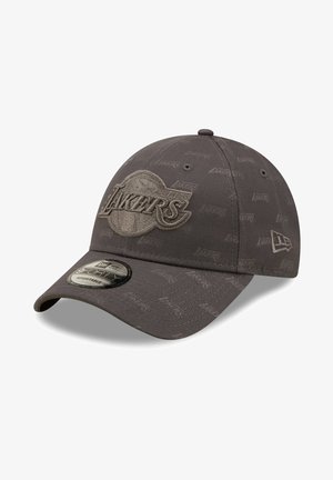 Dunkelgraue Baseballcap mit gesticktem "Lakers"-Logo und subtilem Logomuster auf dem Stoff. Strukturierte Krone mit verstellbarem Hinterriemen.