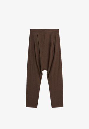Massimo Dutti, BAGGY PANTS WITH PLEATED DETAILS - Pantalon classique - dark brown