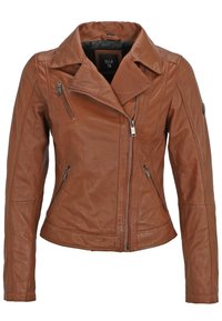 MIT REVERSKRAGEN - Veste en cuir - d cognac