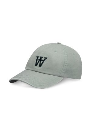 Light gray baseball cap with black embroidered "W" on the front, curved brim, and stitched ventilation holes on top.