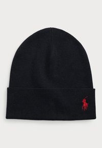 RIB-KNIT COTTON BEANIE - Beanie - black