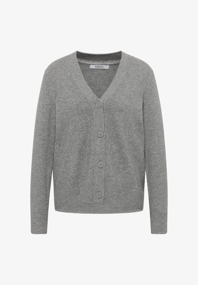 Cardigan col V gris | Soie, laine et cachemire | Monaco Cardigan col V gris | Soie, laine et cachemire | Monaco