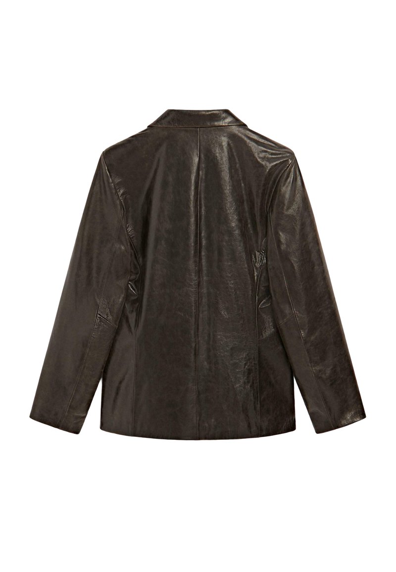 Massimo Dutti〈ナッパレザーテーラードジャケット 高級 ブラウン〉 Massimo Dutti BUTTONED NAPPA DISTRESSED FINISH - Leather