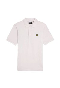 Lichtpaars katoenen poloshirt met kraag, voorzien van een klein geel vogellogo op de linkerborst. Korte mouwen, klassieke pasvorm.