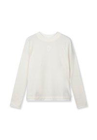 Camisa de manga larga en algodón color crema con escote redondo, logo sutil en el frente y corte recto en el dobladillo para un ajuste cómodo.