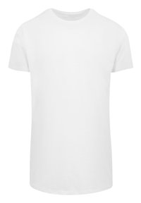 White cotton t-shirt with short sleeves, a crew neck design, and a smooth, plain texture. No visible patterns or accents.