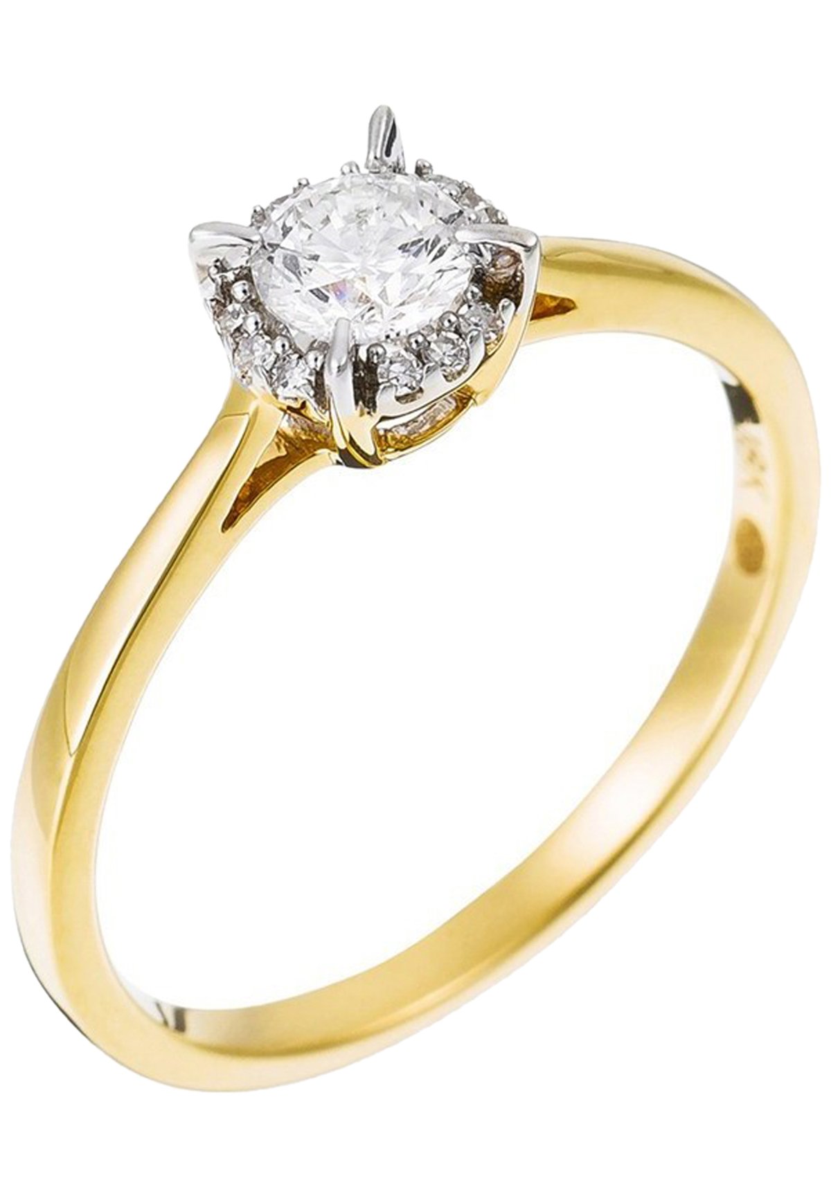 Mes Bijoux RING YELLOW GOLD DIAMOND: 0,30CT/1+0,03 CT/12 - Bague -  yellow/doré - ZALANDO.FR