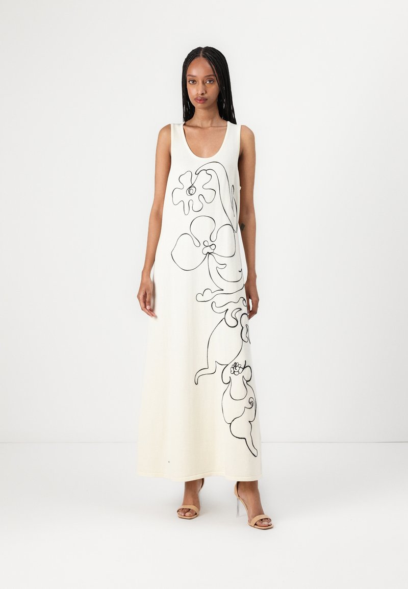 Marimekko HELMI BALUNS - Svetríkové šaty - white/dark grey