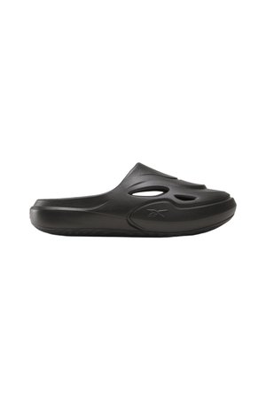 Sandalo nero slip-on con fori ritagliati per la ventilazione e suola testurizzata, progettato per un uso casual.