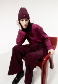 ARMEDANGELS MARYNA FINE STRIPE - Langarmshirt - cherry juice cranberry juice