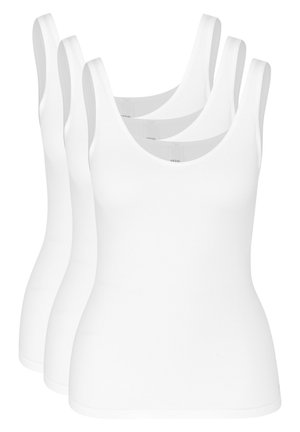 Witte tanktops in een verpakking van drie, met een ronde halslijn, smalle bandjes en een getailleerd ontwerp, gemaakt van rekbare katoen.