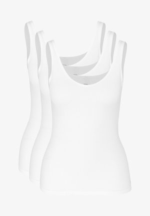 Witte tanktops in een verpakking van drie, met een ronde halslijn, smalle bandjes en een getailleerd ontwerp, gemaakt van rekbare katoen.