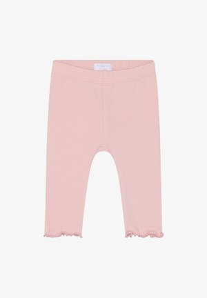 Lyserøde bomuldsleggings med tætsiddende pasform, der har en bølget kant og elastik i taljen for komfort.