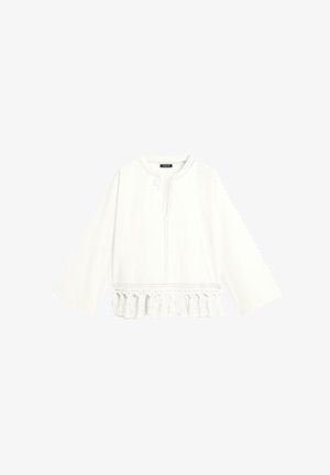Massimo Dutti, EMBROIDERED BLOUSE WITH FRINGED HEM - Camicetta - white