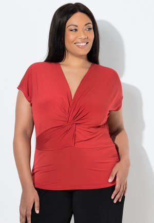DRAPIERUNG, V-AUSSCHNITT - Blusa - red