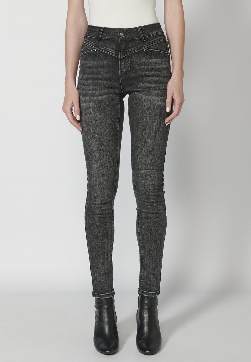 Koroshi LONG  - Vaqueros pitillo - denim black denim