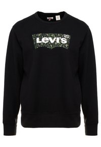 Felpa nera con colletto rotondo, caratterizzata da una grafica del logo Levi's in camouflage verde sul davanti. Tessuto morbido con polsini e orlo a costine.
