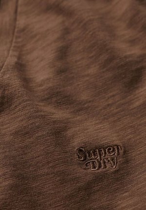 Superdry & Co EMBROIDERED V NECK  - T-shirts basic - pinecone brown