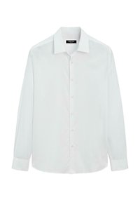 Witte lange mouwen overhemd met knoopsluiting, gemaakt van gladde stof, met een klassieke kraag, borstzak en contourede zoom.