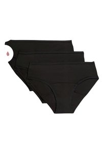 Set di slip in cotone nero, composto da tre paia con una texture liscia, fascia elastica e senza motivi o loghi visibili.