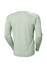 Lange mouwen shirt in lichtgroen, met een gestructureerde stof en zwarte gestreepte accenten langs de mouwen. Gladde afwerking, slim-fit ontwerp.