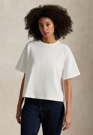 Polo Ralph Lauren RELAXED CROP FIT COTTON JERSEY TEE - Βασικό μπλουζάκι - white