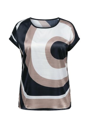 Ulla Popken, SHIRT, MATERIAL-MIX, OVERSIZED, HALBARM - Blouse - dark brown